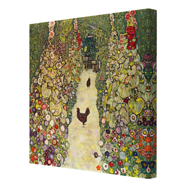 Cuadros de plantas naturales Gustav Klimt - Garden Path with Hens