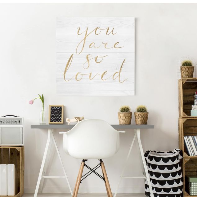 Cuadros con frases motivadoras Wooden Wall White - Loved