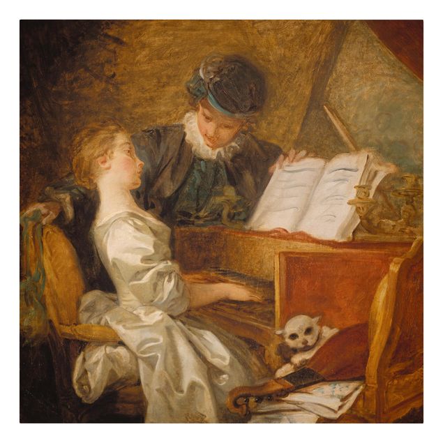 Lienzos de cuadros famosos Jean Honoré Fragonard - The Piano Lesson