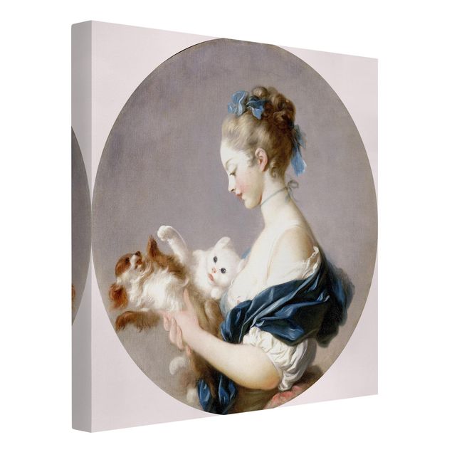Cuadros perros Jean Honoré Fragonard - Girl playing with a Dog and a Cat