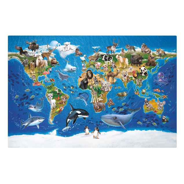 Cuadros multicolores Animal Club International - World Map With Animals