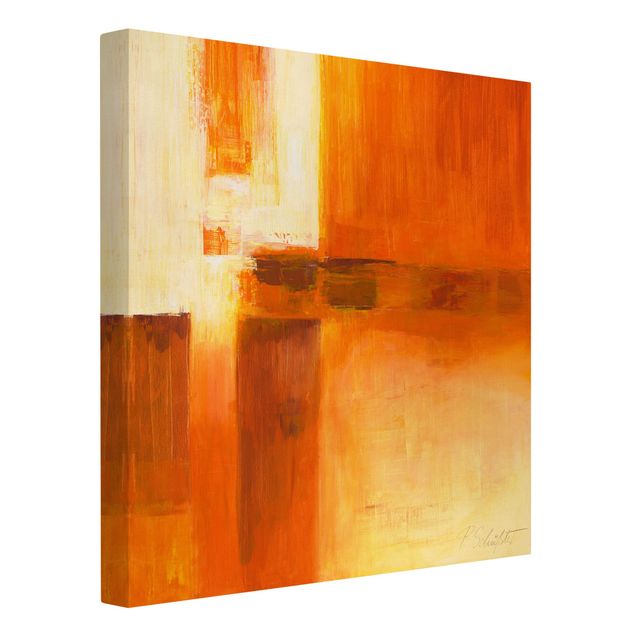 Lienzo abstracto grande Composition In Orange And Brown 01