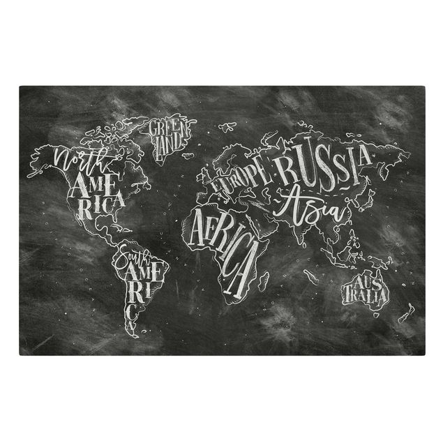 Cuadros a blanco y negro Chalk World Map