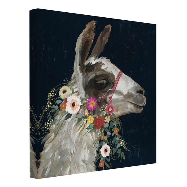 Cuadros infantiles animales Lama With Floral Decoration I