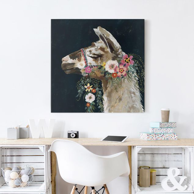 Cuadros modernos y elegantes Lama With Floral Decoration II