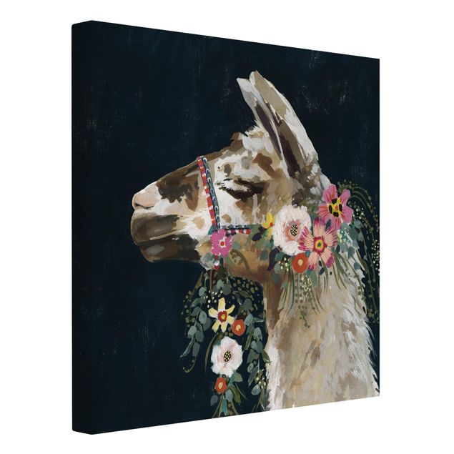 Cuadros infantiles animales Lama With Floral Decoration II