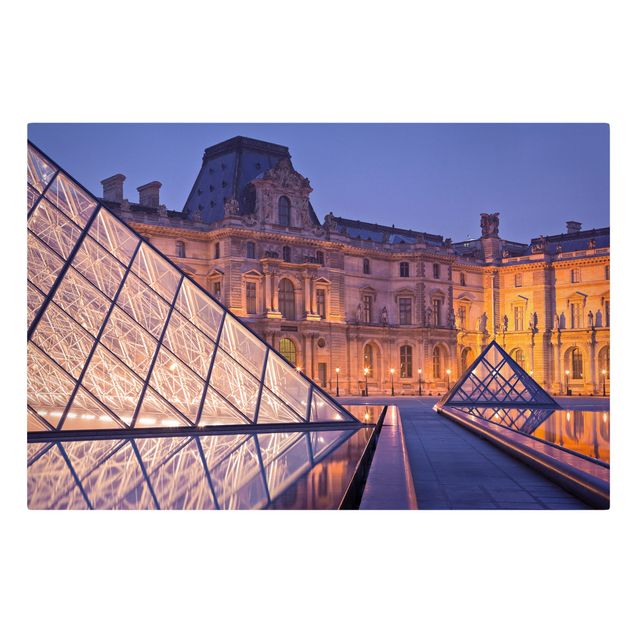 Cuadros ciudades Louvre Paris At Night