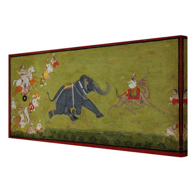 Lienzos de cuadros famosos Maharaja Jagat Singh Pursues A Fleeing Elephant