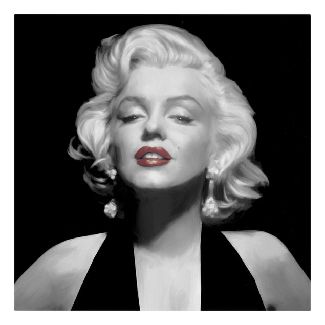 Cuadros modernos blanco y negro Marilyn With Red Lips