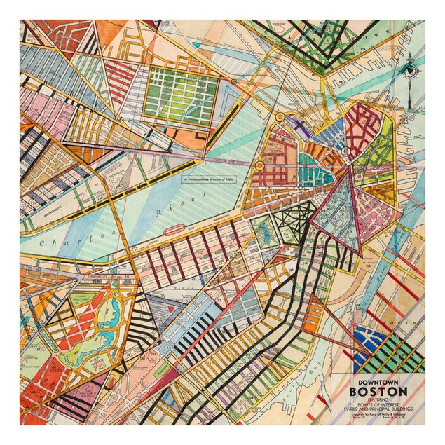 Cuadro multicolor Modern Map Of Boston