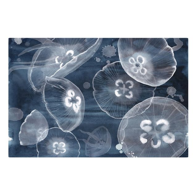 Cuadro azul Moon Jellyfish II
