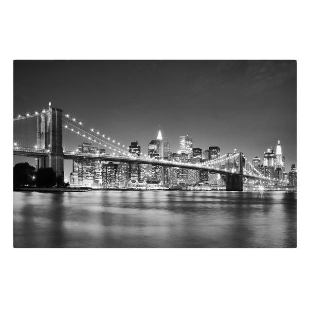 Lienzos blanco y negro Nighttime Manhattan Bridge II