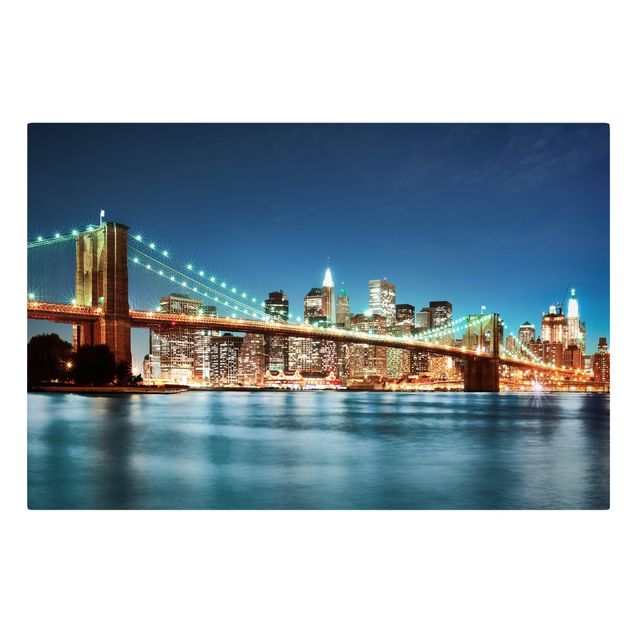 Cuadros 3d Nighttime Manhattan Bridge