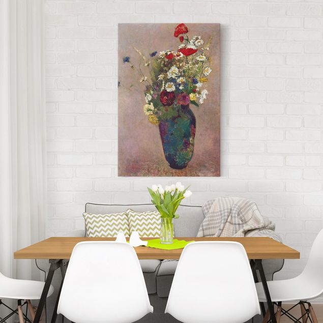 Lienzos de amapolas Odilon Redon - Flower Vase with Poppies