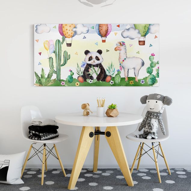 Cuadro de oso panda Panda And Lama Watercolour