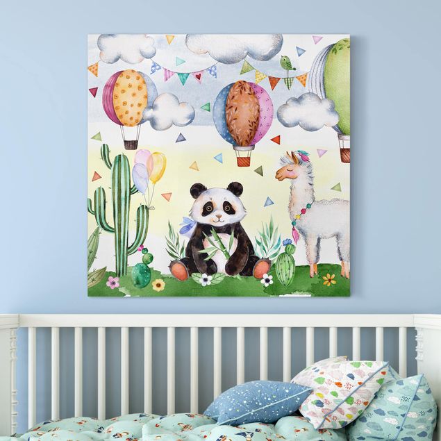 Cuadros panda Panda And Lama Watercolour