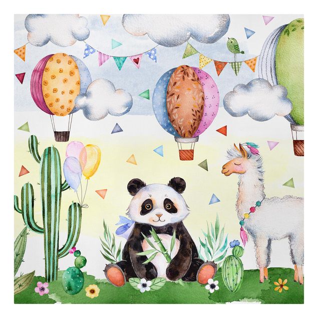 Cuadros animales Panda And Lama Watercolour