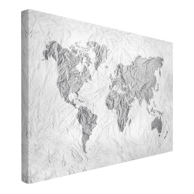 Cuadros arquitectura Paper World Map White Grey