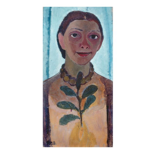 Lienzos de cuadros famosos Paula Modersohn-Becker - Self-Portrait With Camellia Twig
