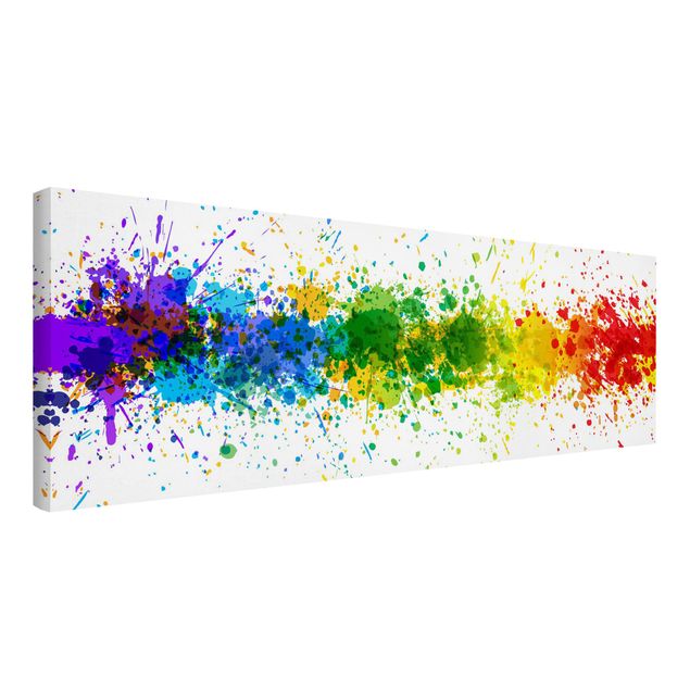 Lienzo abstracto grande Rainbow Splatter