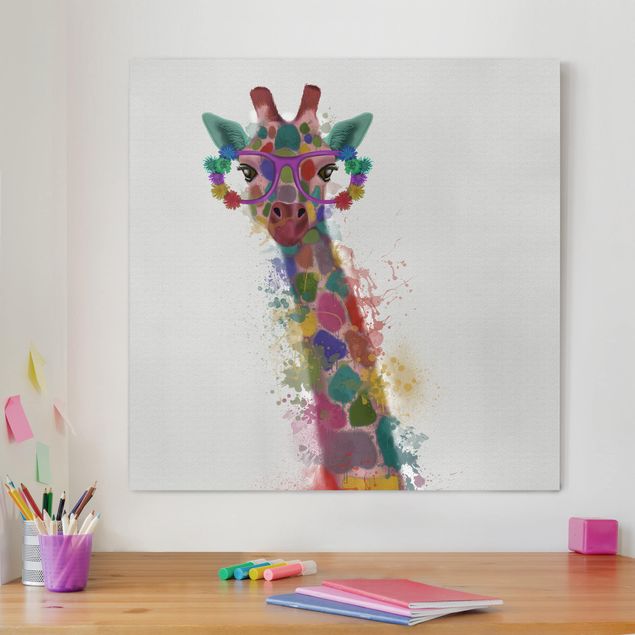 Lienzos de jirafas Rainbow Splash Giraffe