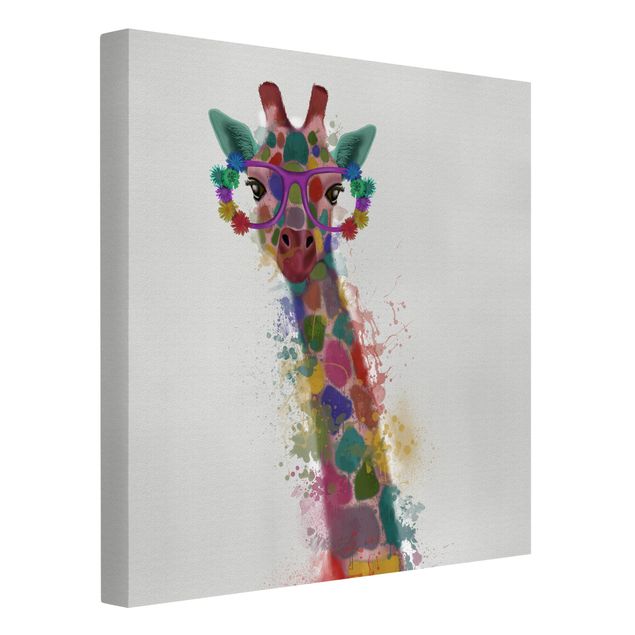 Lienzos de animales Rainbow Splash Giraffe