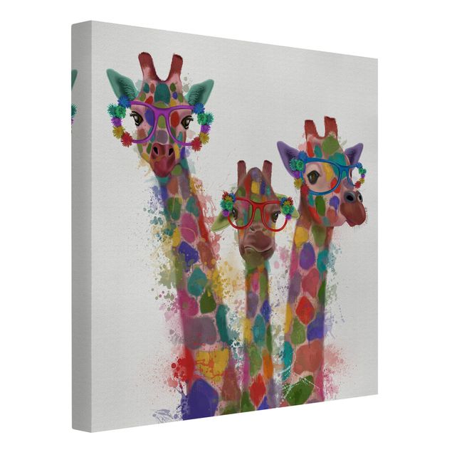 Lienzos de animales Rainbow Splash Giraffe Trio