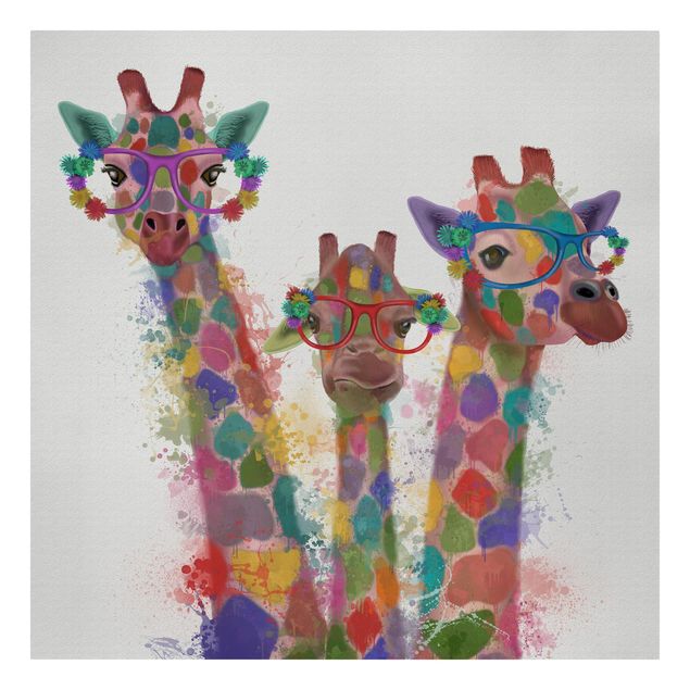 Cuadros decorativos modernos Rainbow Splash Giraffe Trio