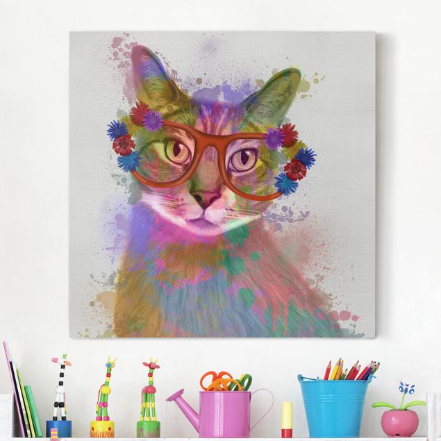 Lienzo gato Rainbow Splash Cat