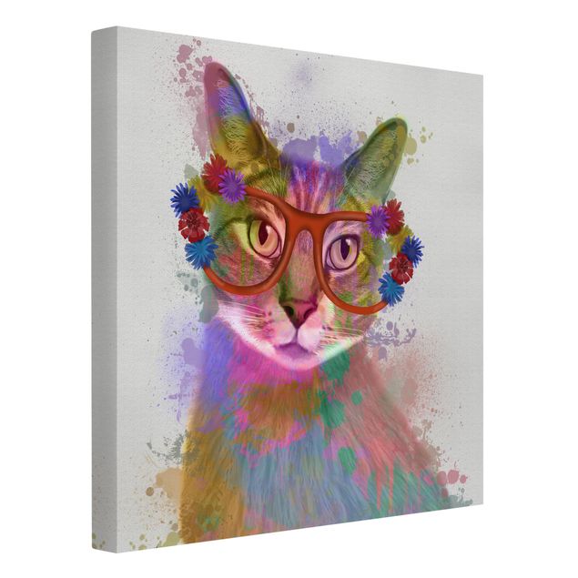 Lienzos de animales Rainbow Splash Cat