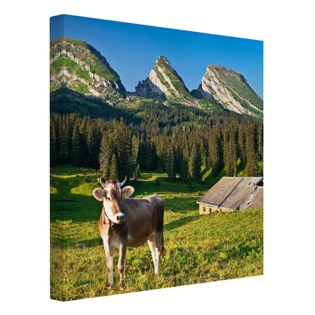 Cuadros de árboles Swiss Alpine Meadow With Cow