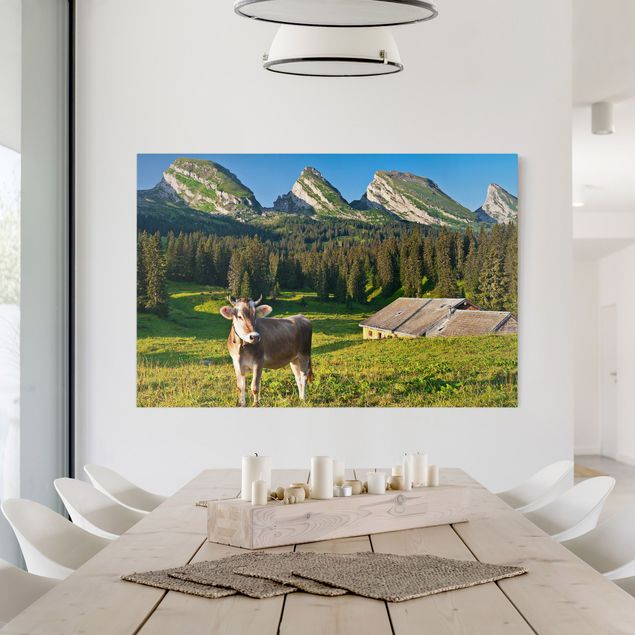 Cuadros de Suiza Swiss Alpine Meadow With Cow