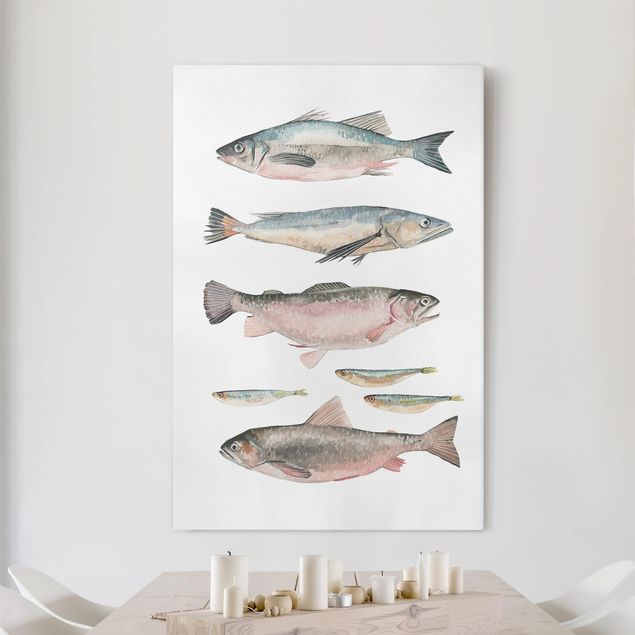Decoración de cocinas Seven Fish In Watercolour I