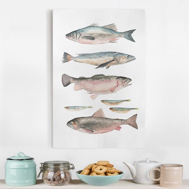 Lienzos de peces Seven Fish In Watercolour I