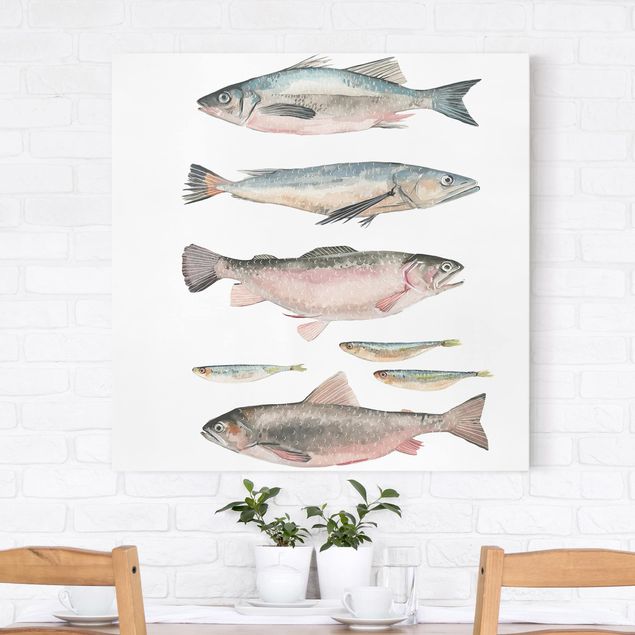 Lienzos de peces Seven Fish In Watercolour I