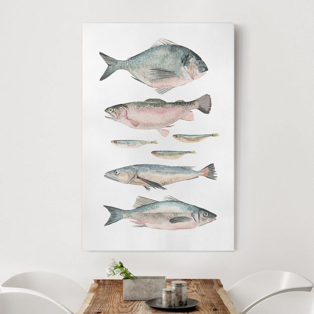Lienzos de peces Seven Fish In Watercolour II