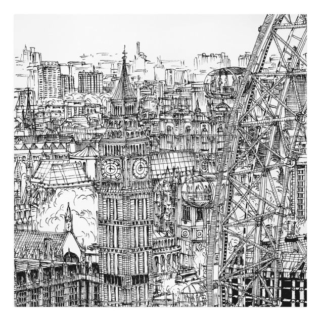 Lienzos en blanco y negro City Study - London Eye