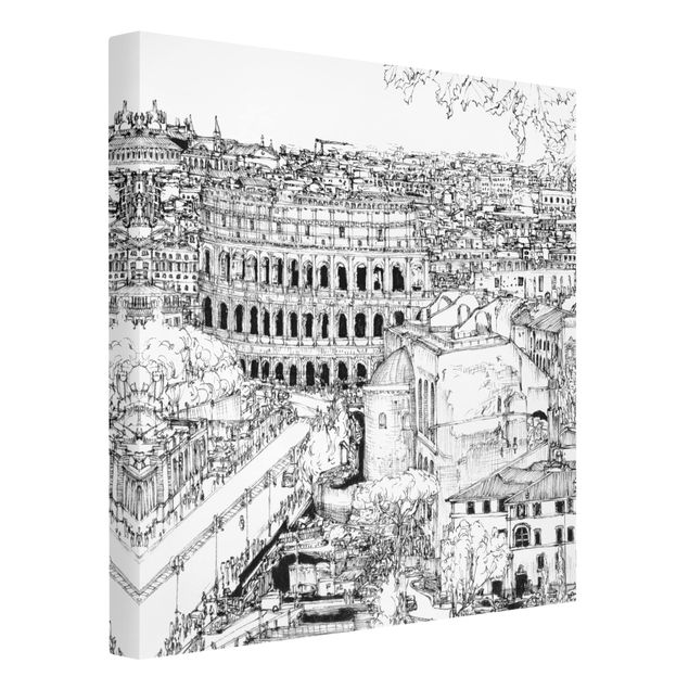 Lienzos blanco y negro City Study - Rome