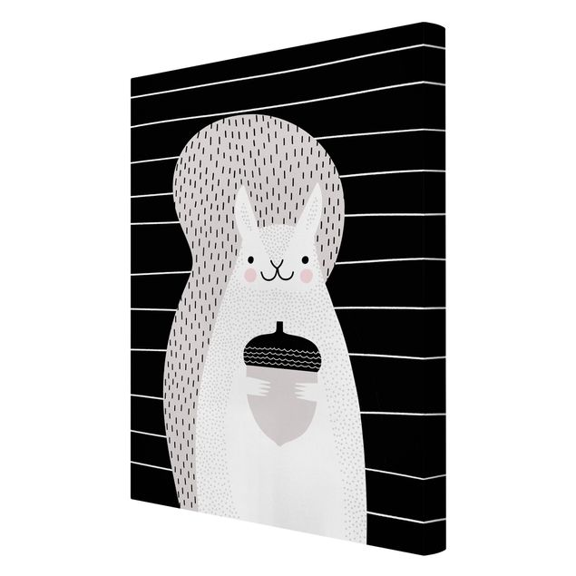 Cuadros modernos blanco y negro Zoo With Patterns - Squirrel