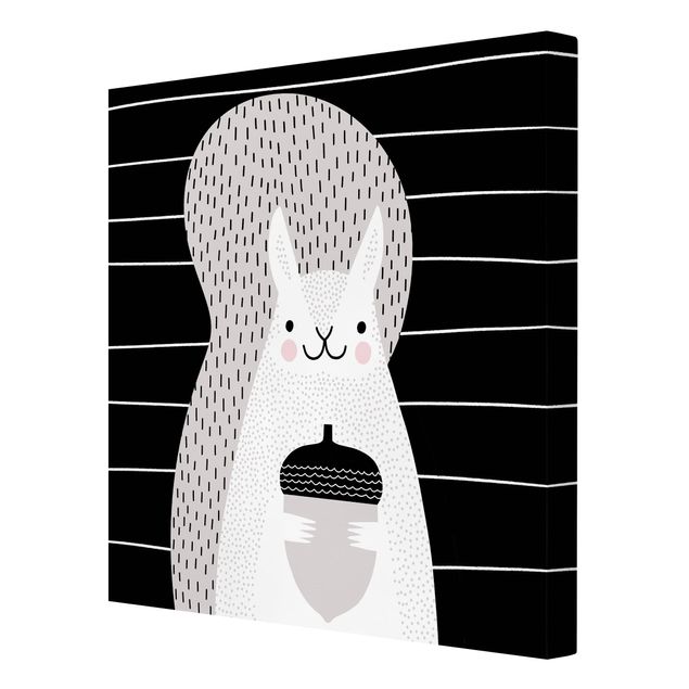 Cuadros modernos blanco y negro Zoo With Patterns - Squirrel