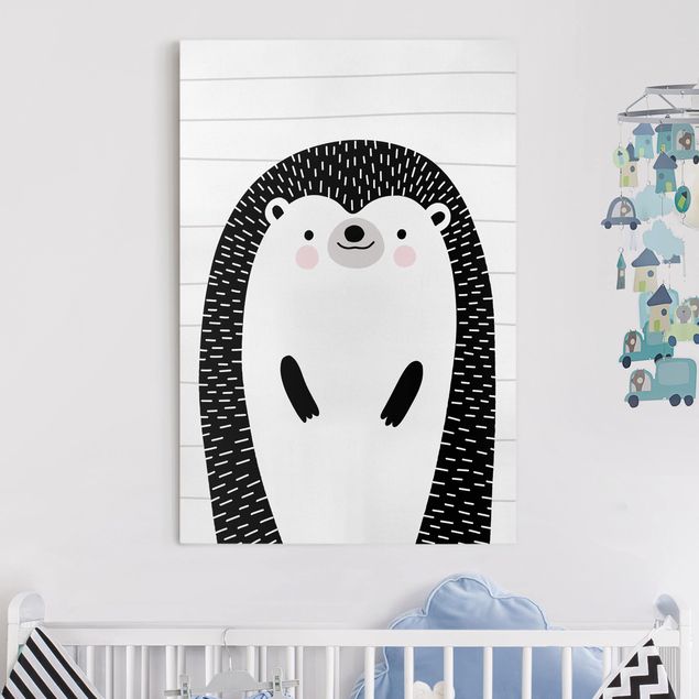 Lienzos en blanco y negro Zoo With Patterns - Hedgehog