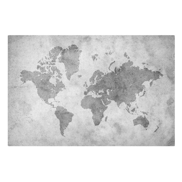 Lienzos en blanco y negro Vintage World Map II