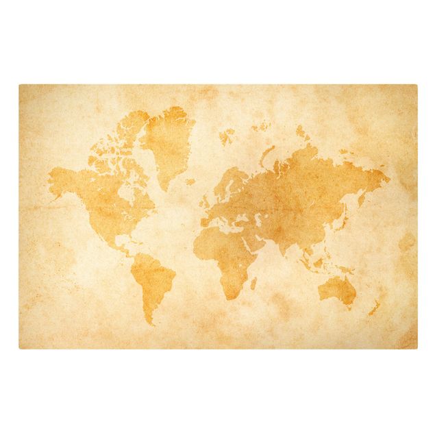 Cuadros naranja Vintage World Map