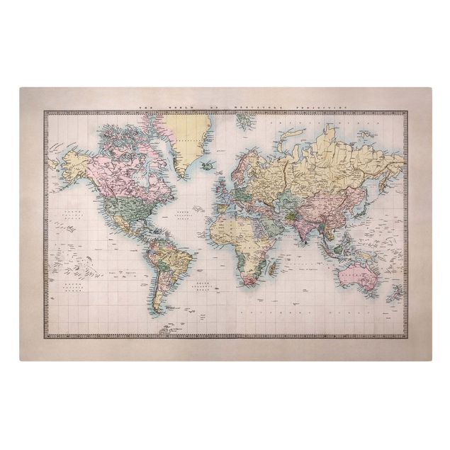 Cuadros modernos Vintage World Map Around 1850