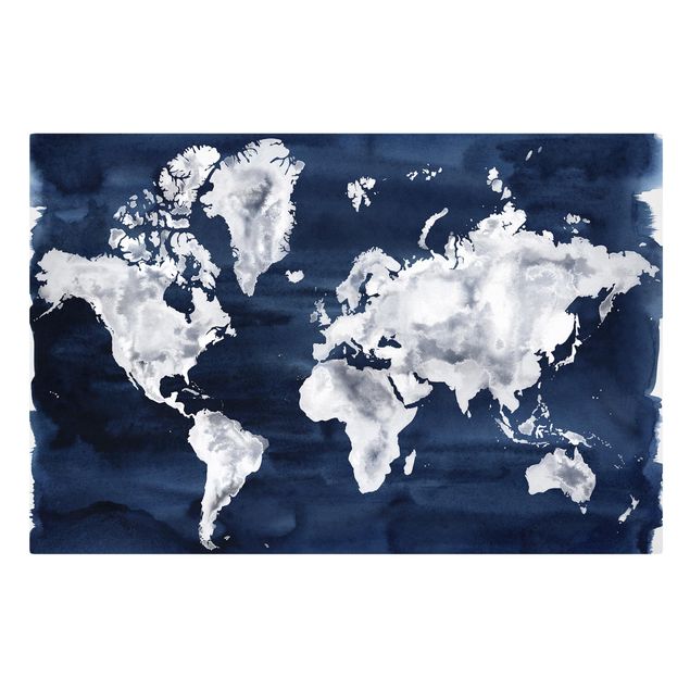 Cuadros azules Water World Map Dark