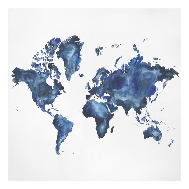 Cuadros en tonos azules Water World Map Light