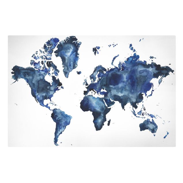 Cuadro azul Water World Map Light