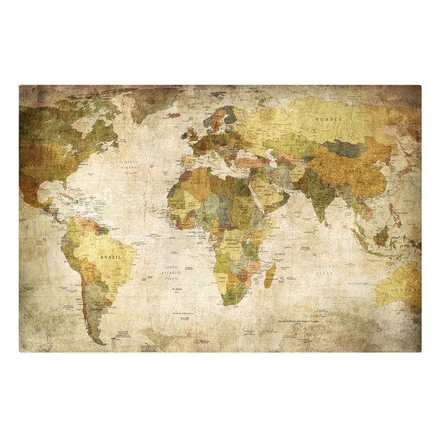 Cuadros tonos verdes World map