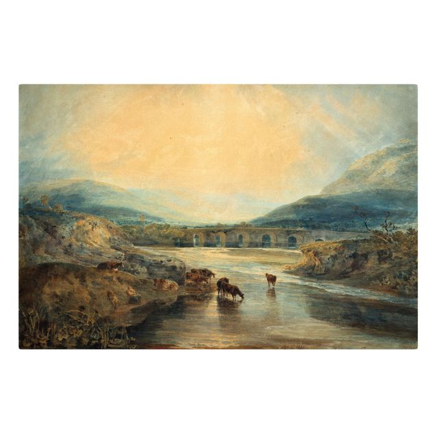 Lienzos de montañas William Turner - Abergavenny Bridge, Monmouthshire: Clearing Up After A Showery Day