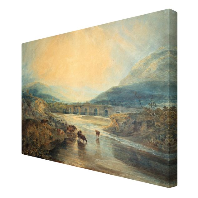 Cuadros de montañas William Turner - Abergavenny Bridge, Monmouthshire: Clearing Up After A Showery Day